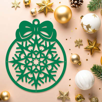 Merry Christmas New Year��s Ball, Snowflake Ornament Metal Wall Decor, Holiday Hanging Decoration for Home and Outdoor Display