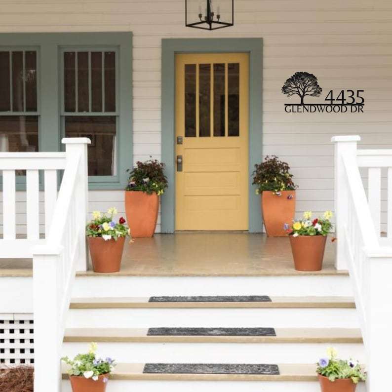 Custom Oak Address Sign, Personalized Metal House Number Sign, Outdoor Oak Tree Metal Address Plaque for Home Wall or Yard Decor