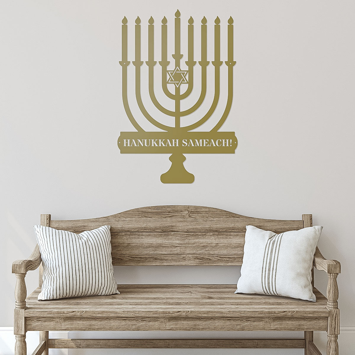 Personalized Hanukkah Metal Wall Art, Menorah Monogram, Custom Family Name Menorah Sign for Holiday D��cor