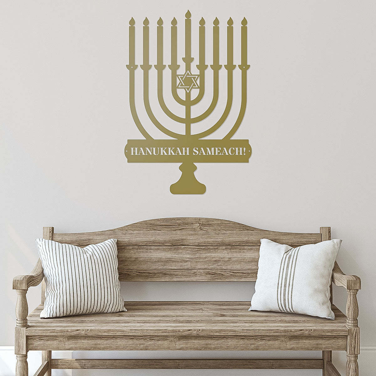 Personalized Hanukkah Metal Wall Art, Menorah Monogram, Custom Family Name Menorah Sign for Holiday D��cor