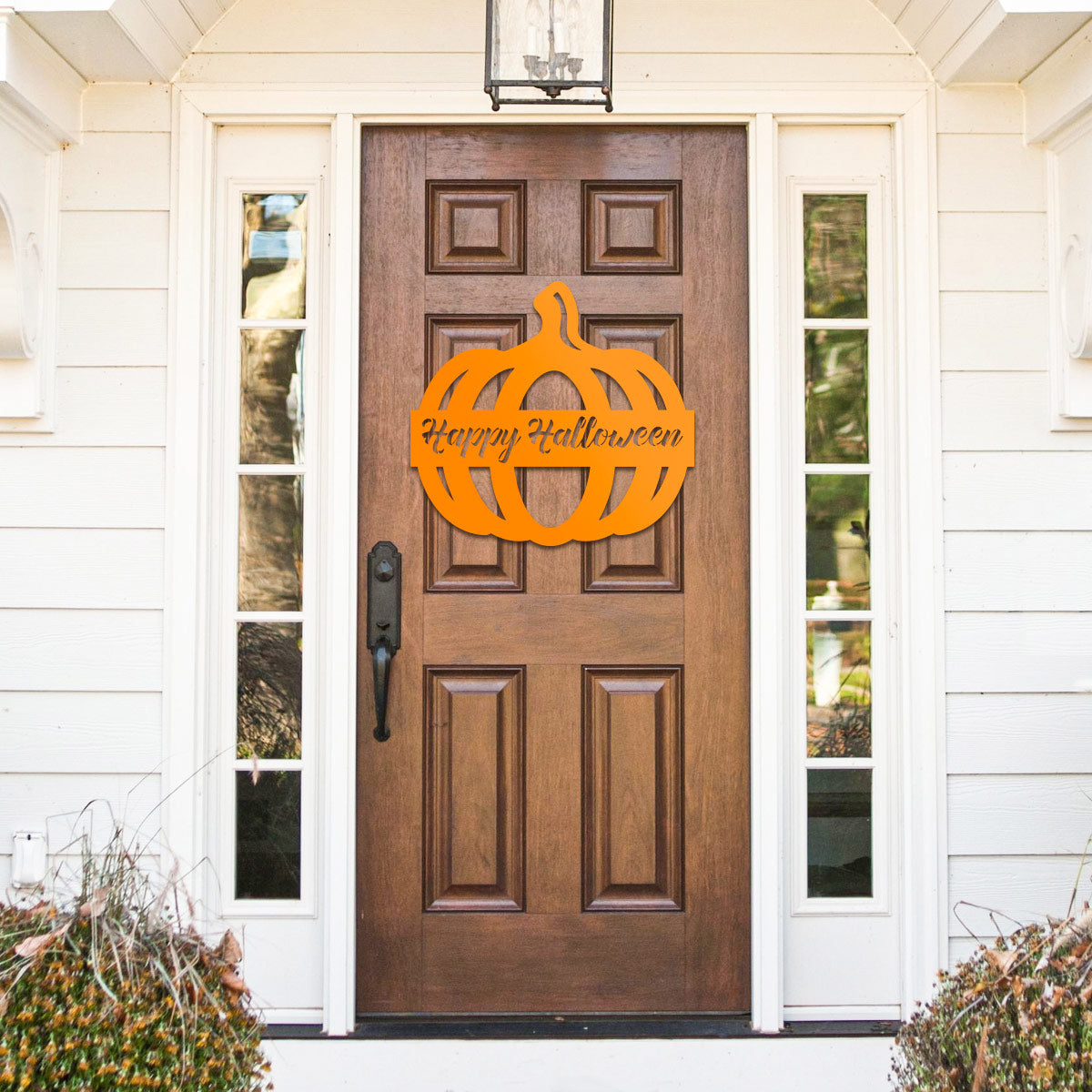 Personalized Pumpkin Monogram Halloween Metal Sign, Happy Halloween Pumpkin Wall Decor, Outdoor Halloween Decoration, Front Door Hanging Sign