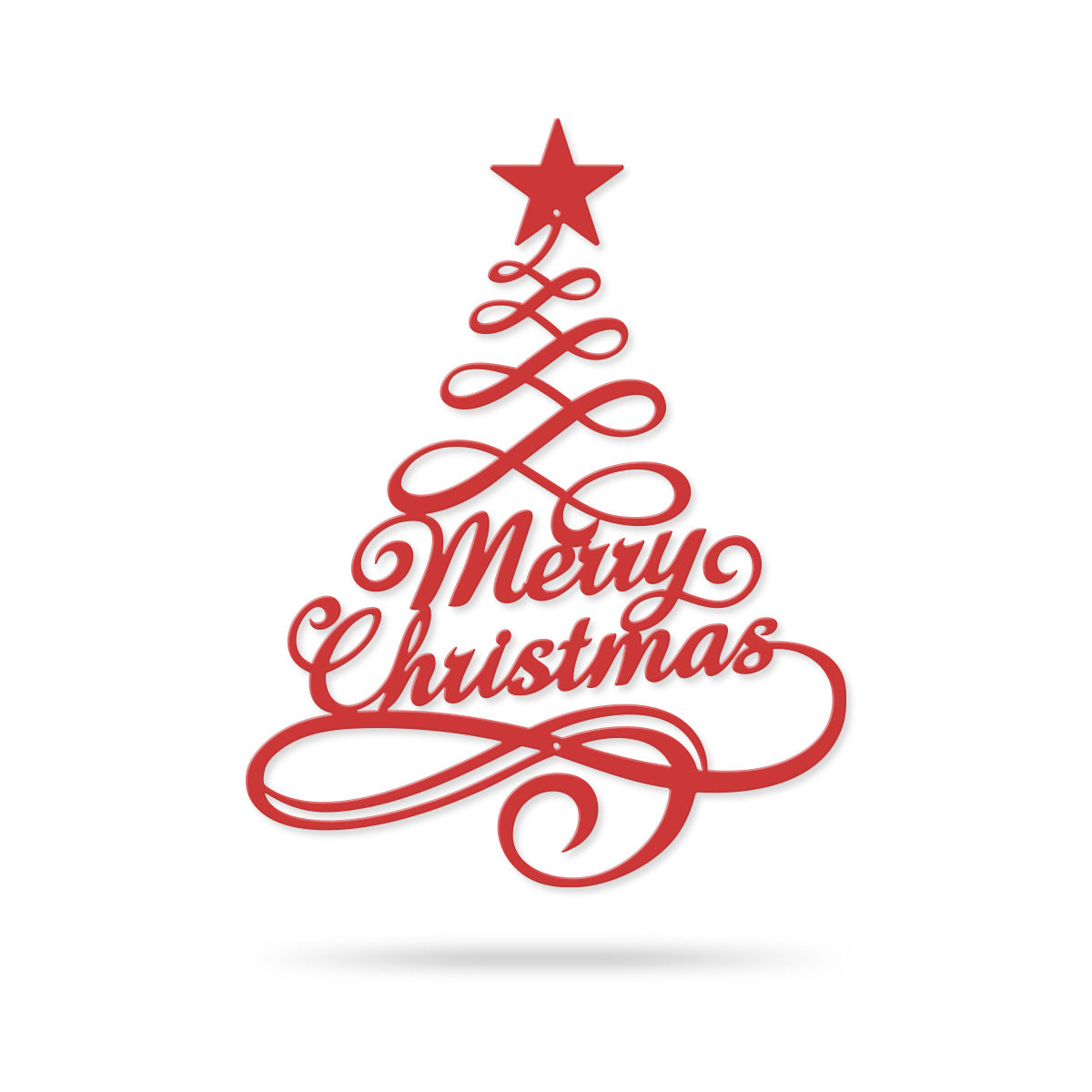 Swirly Christmas Tree Wall Decor, Elegant Metal Merry Christmas Sign, Holiday Tree Wall Art for Home or Outdoor Decoration