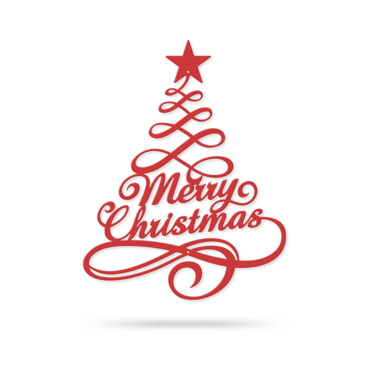 Swirly Christmas Tree Wall Decor, Elegant Metal Merry Christmas Sign, Holiday Tree Wall Art for Home or Outdoor Decoration