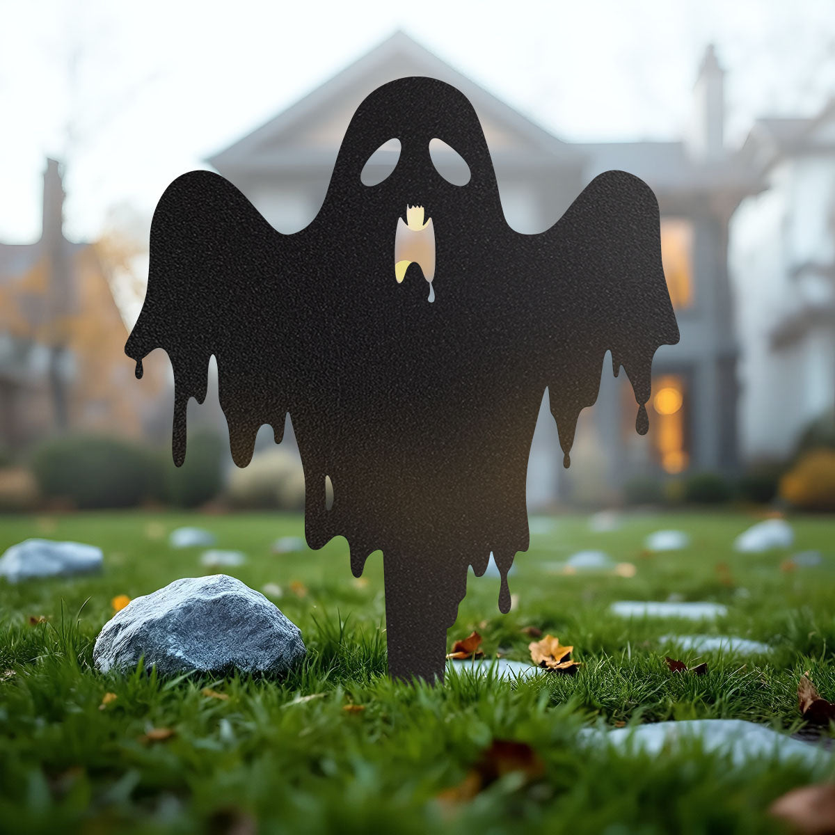 Halloween Ghost Metal Yard Stake, Spooky Outdoor Lawn Sign, Haunted House Garden Decoration, Scary Halloween Yard Decor
