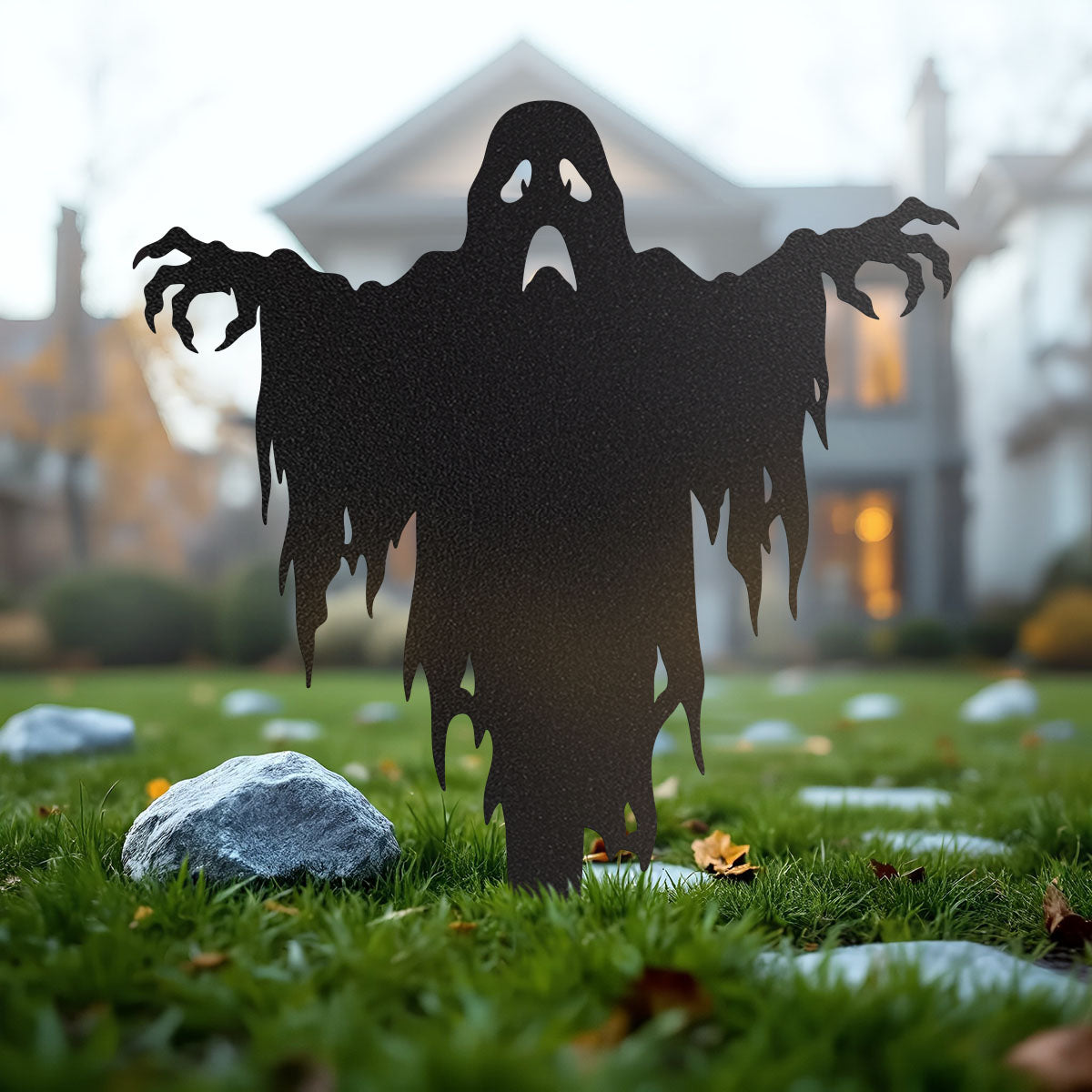 Halloween Ghost Metal Yard Stake, Spooky Outdoor Lawn Sign, Haunted House Garden Decoration, Scary Halloween Yard Decor