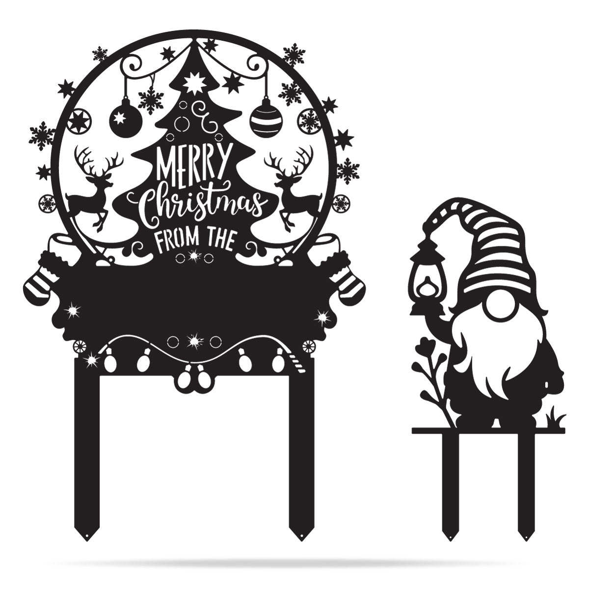 Christmas Joy Love Peace Metal Yard Stake, Rustic Outdoor Christmas Tree Sign, Holiday Garden and Lawn Decoration