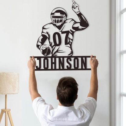 Personalized Football Metal Sign, Metal Signs Customized, Custom Ball Football Metal Wall Art, Custom Signs Outdoor Metal, Custom Name Sign Football Room Decor for Boys