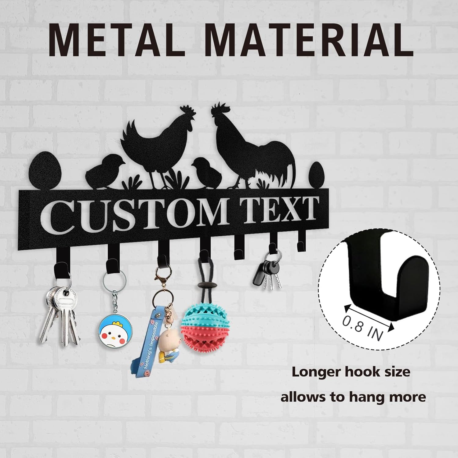 Personalized Key Holder for Wall, Key Rack Wall Mount with Chicken Design-MetalsignX