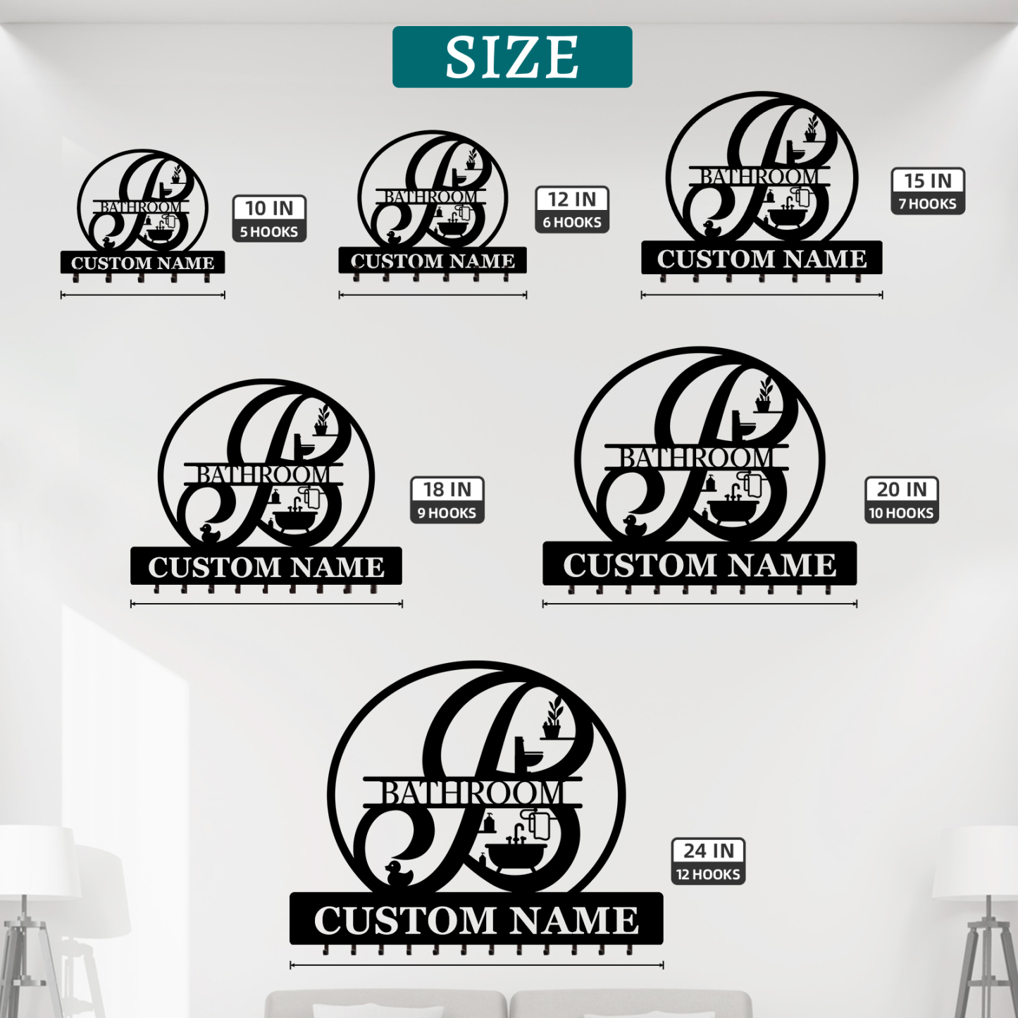 Personalized Towel Hooks, Hand Towel Holder for Bathroom, Robe Hanger Coat Hooks, Bathroom Accessories, Custom Name Decorative Wall Hooks for Bathroom Bedroom Room, Home Decor Gifts Color01