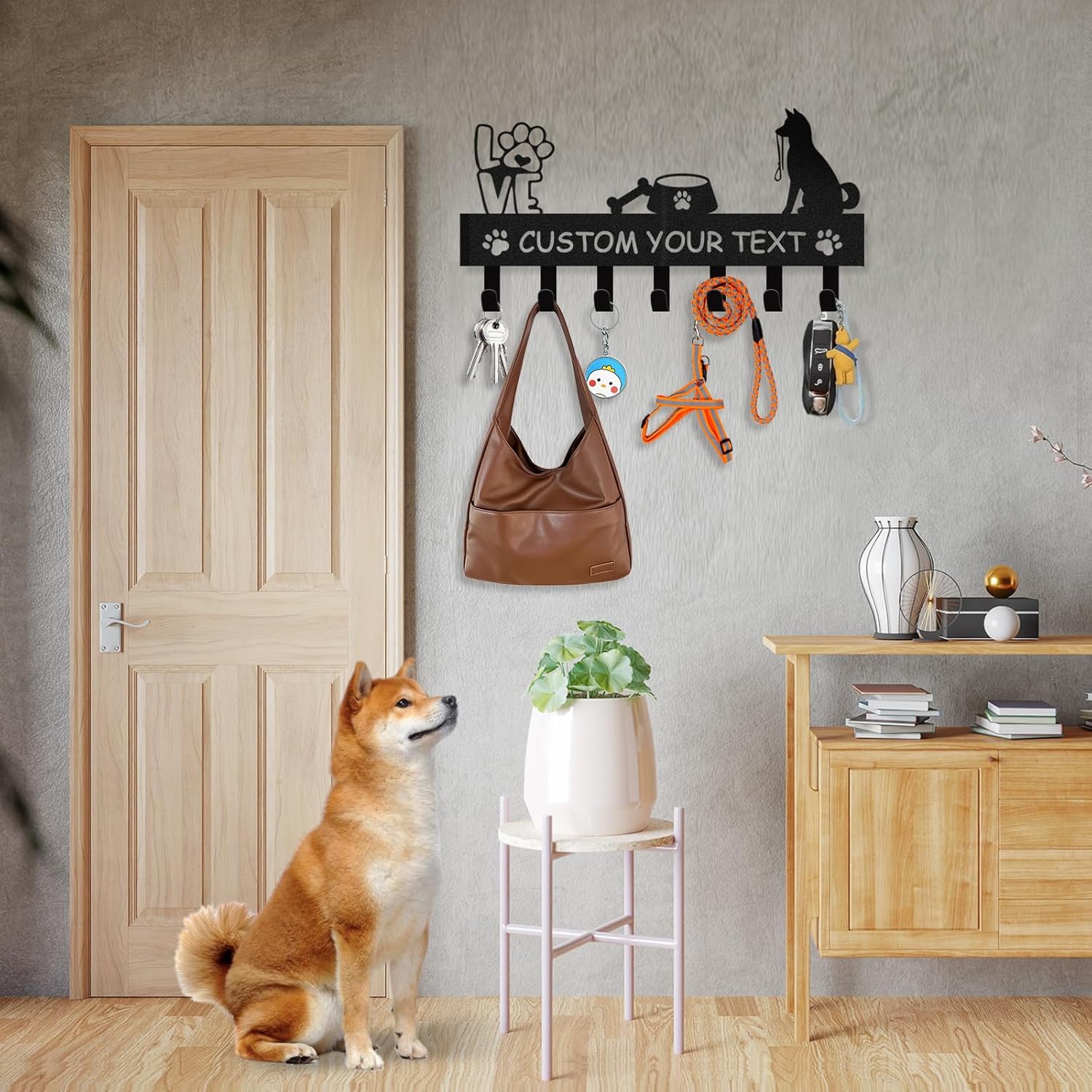 Custom Dog Leash Holder for Wall, Custom Metal Key Holder Wall Mount-MetalsignX