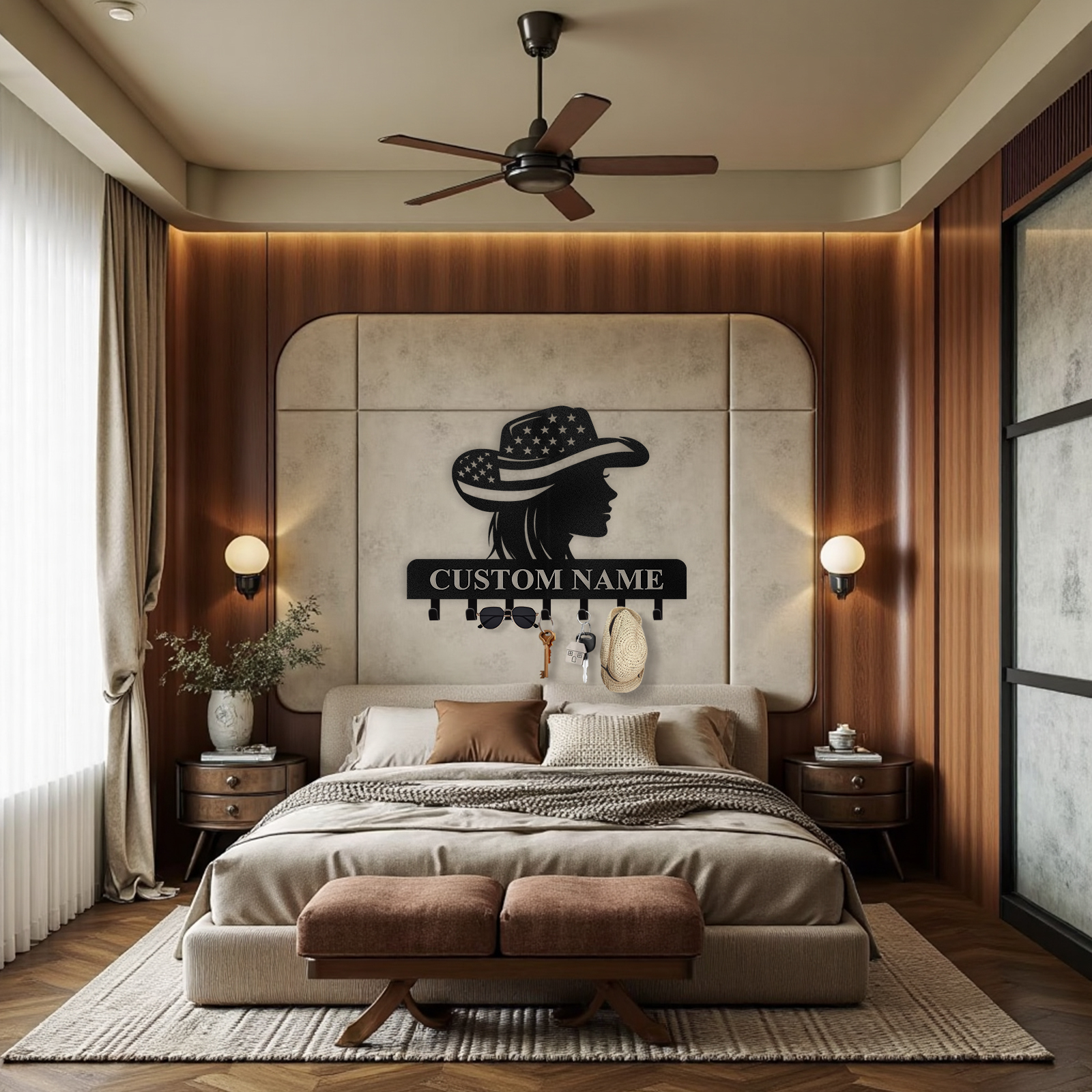 Personalized Cowgirl Metal Coat Hooks, Key Holder Wall Mount, Clothes Hat Key Rack Organizer, Western Wall Art, Key Hanger Wall Decor for Living Room Bedroom Kitchen Entryway Color06