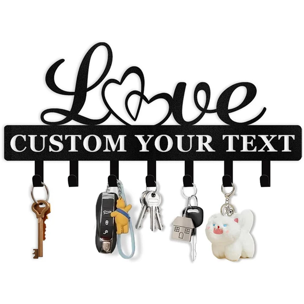 Personalized Key Holder for Wall, Key Holder Wall Mount with Love Design-MetalsignX