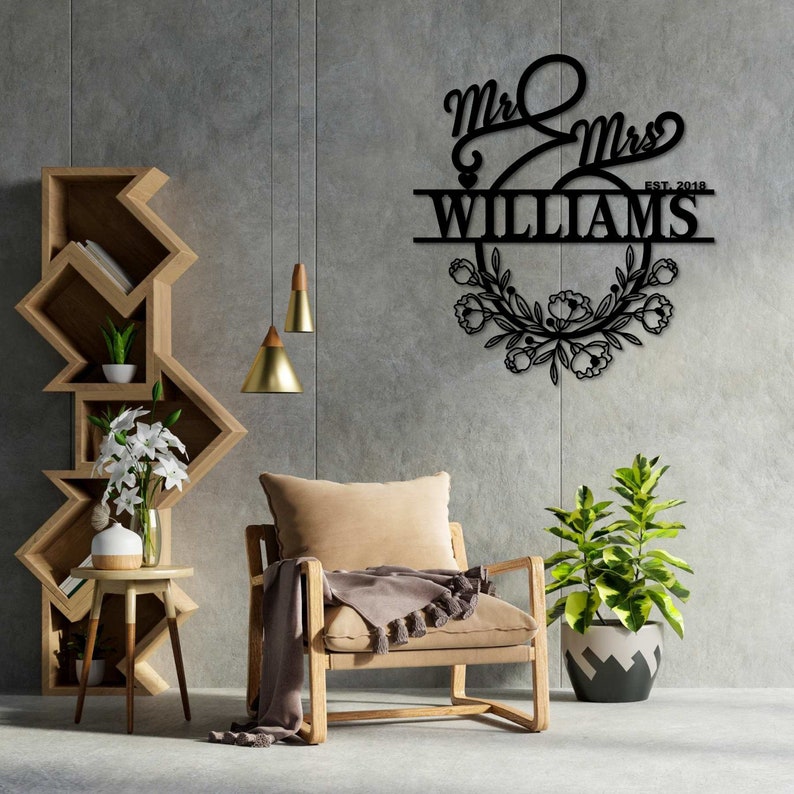 Personalized Mr And Mrs Metal Sign Customizable Family Name For Wall Decor Gift-MetalsignX