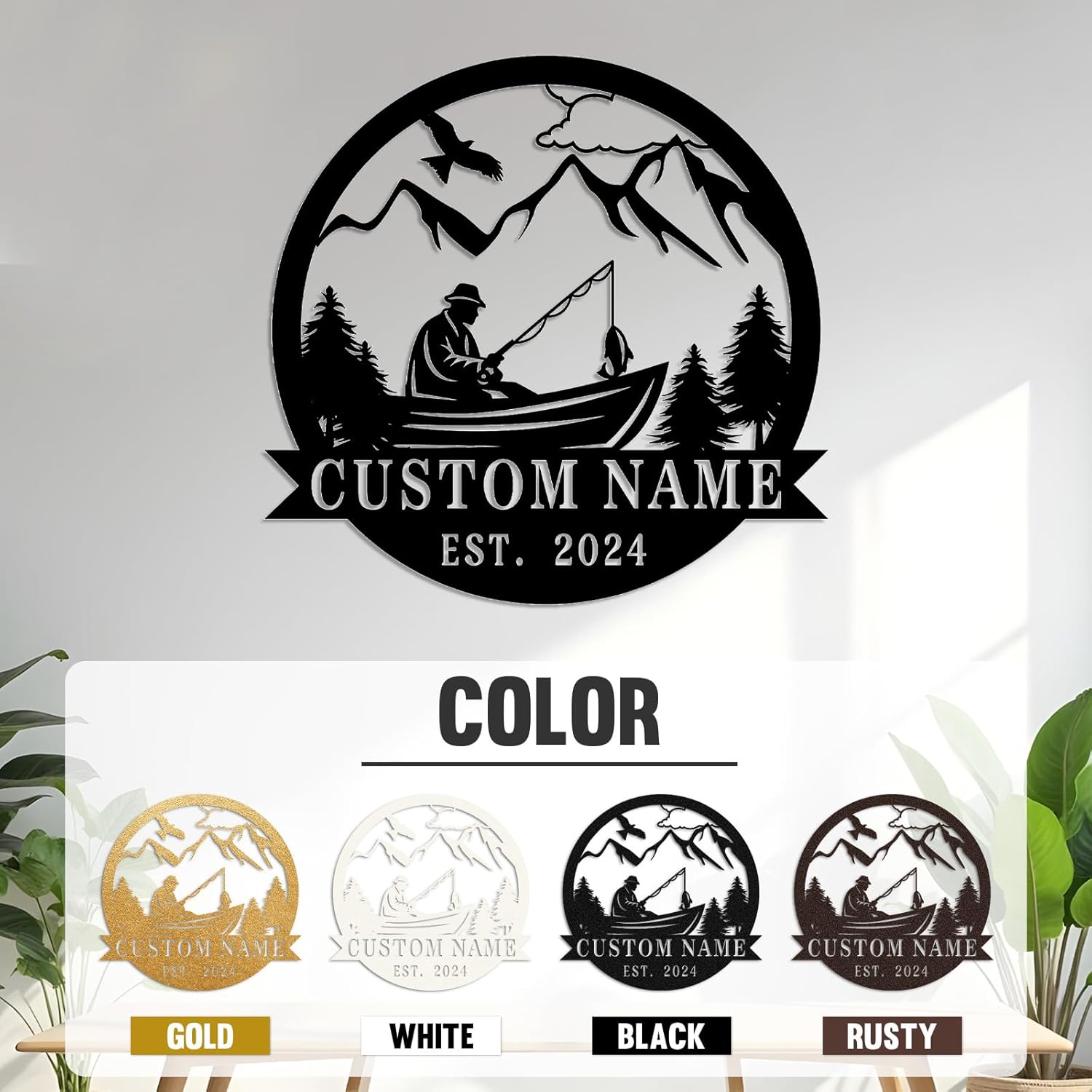 Personalized Largemouth Bass Metal Sign, Custom Fishing Last Name Sign for Home, Fish Family Signs Wall Decor-MetalsignX