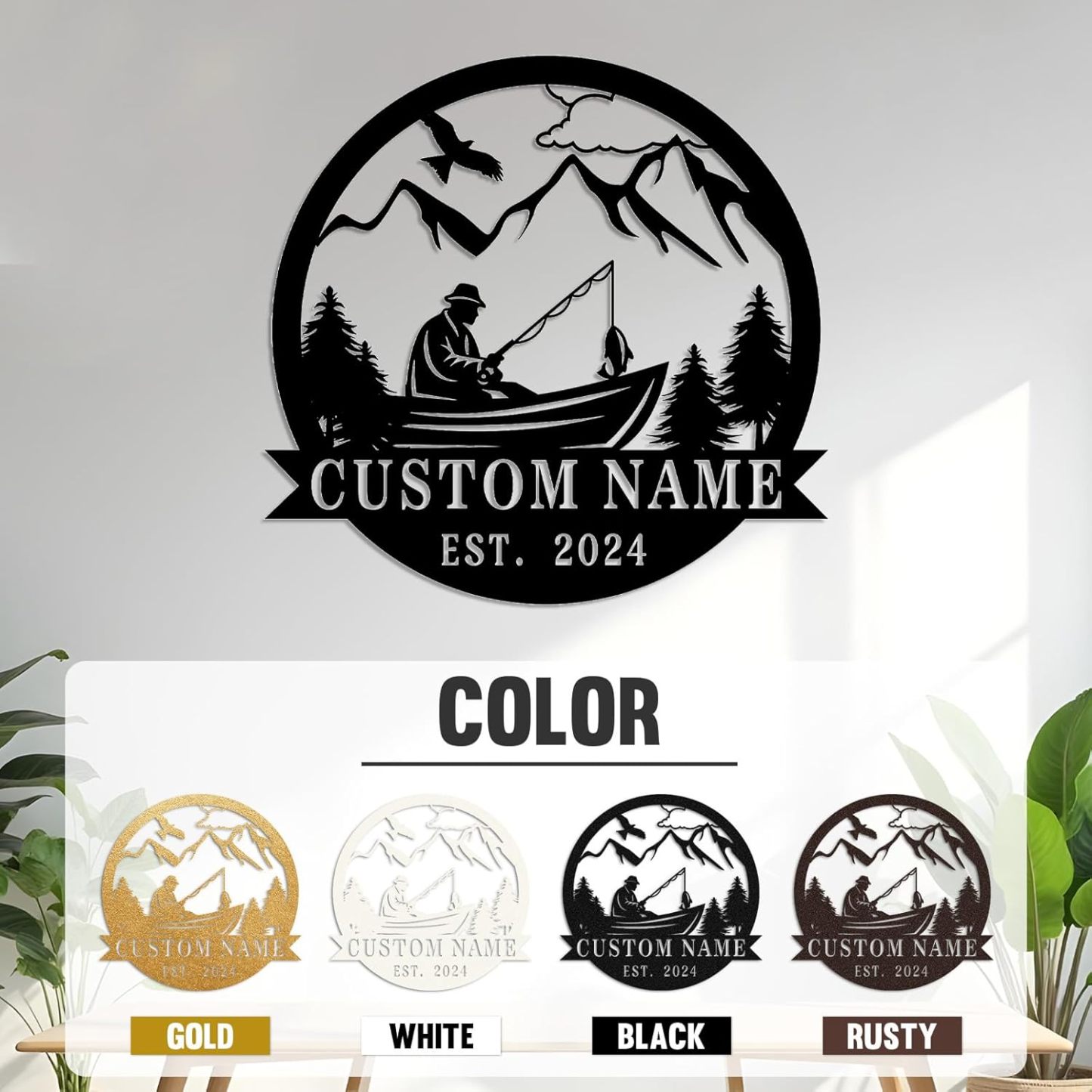 Personalized Largemouth Bass Metal Sign, Custom Fishing Last Name Sign for Home, Fish Family Signs Wall Decor-MetalsignX