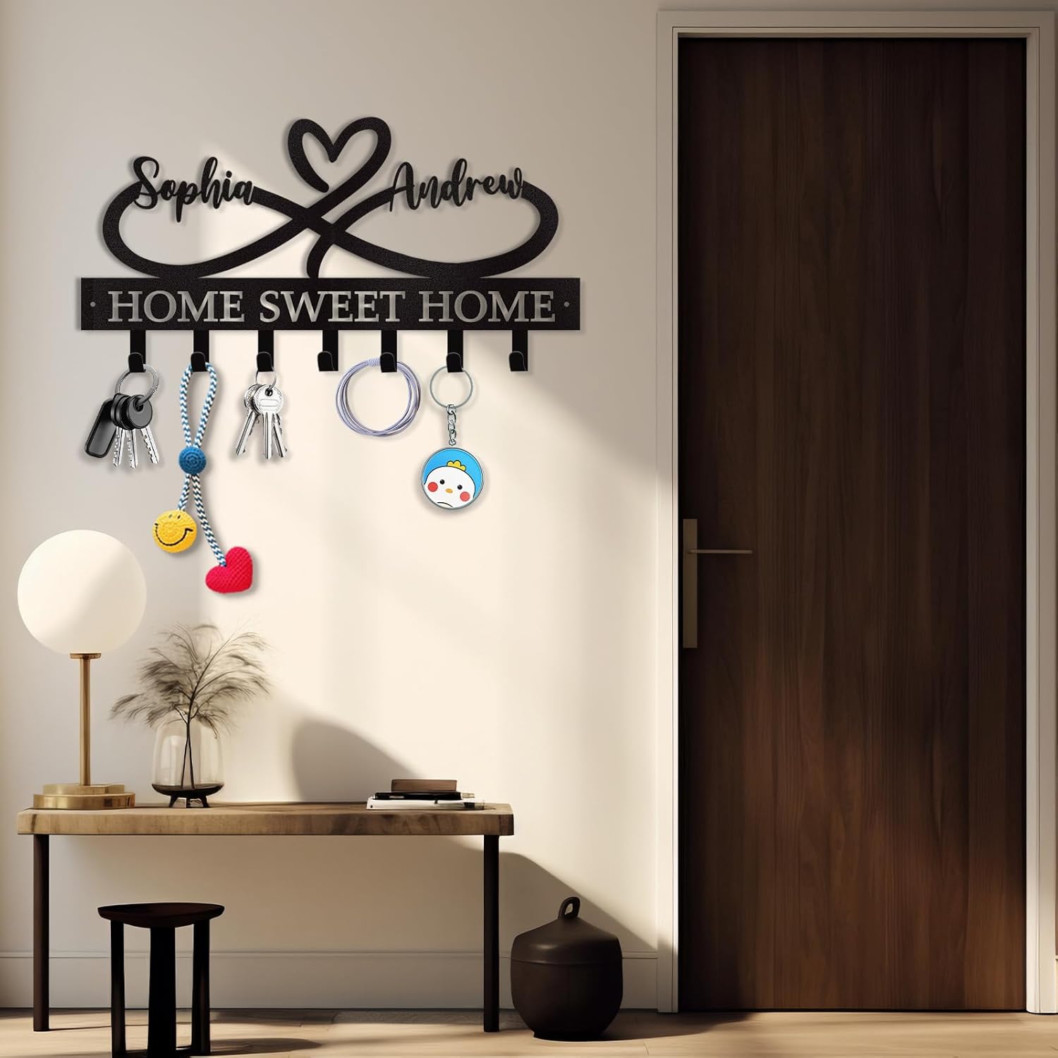 Personalized Key Holder Wall Mounted, Custom Couple's Name Metal Key Holder for Wall-MetalsignX