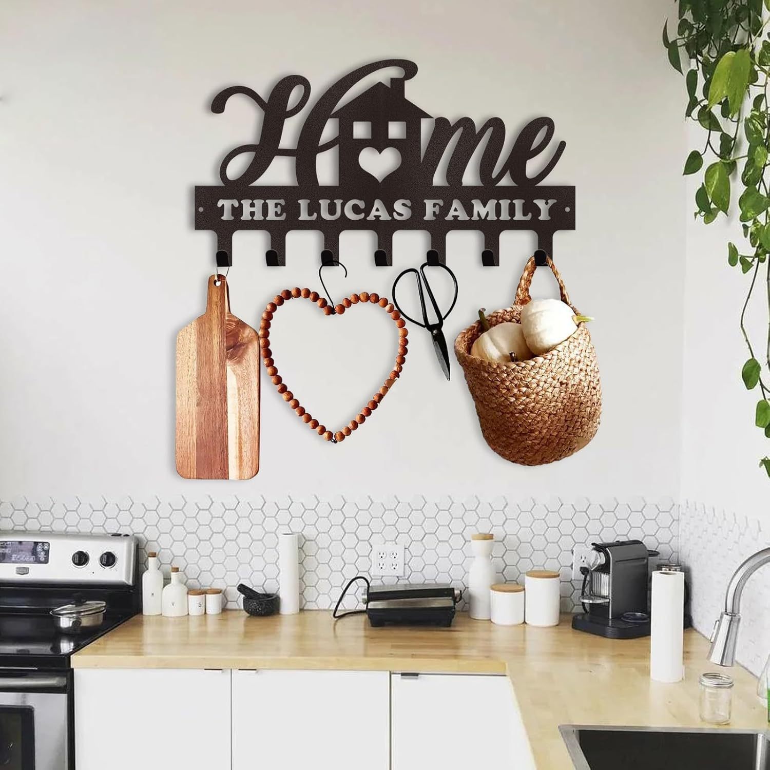 Custom Name Key Holder, Sweet Home Key Rack, Personalized Wall Decor for Home Organization-MetalsignX