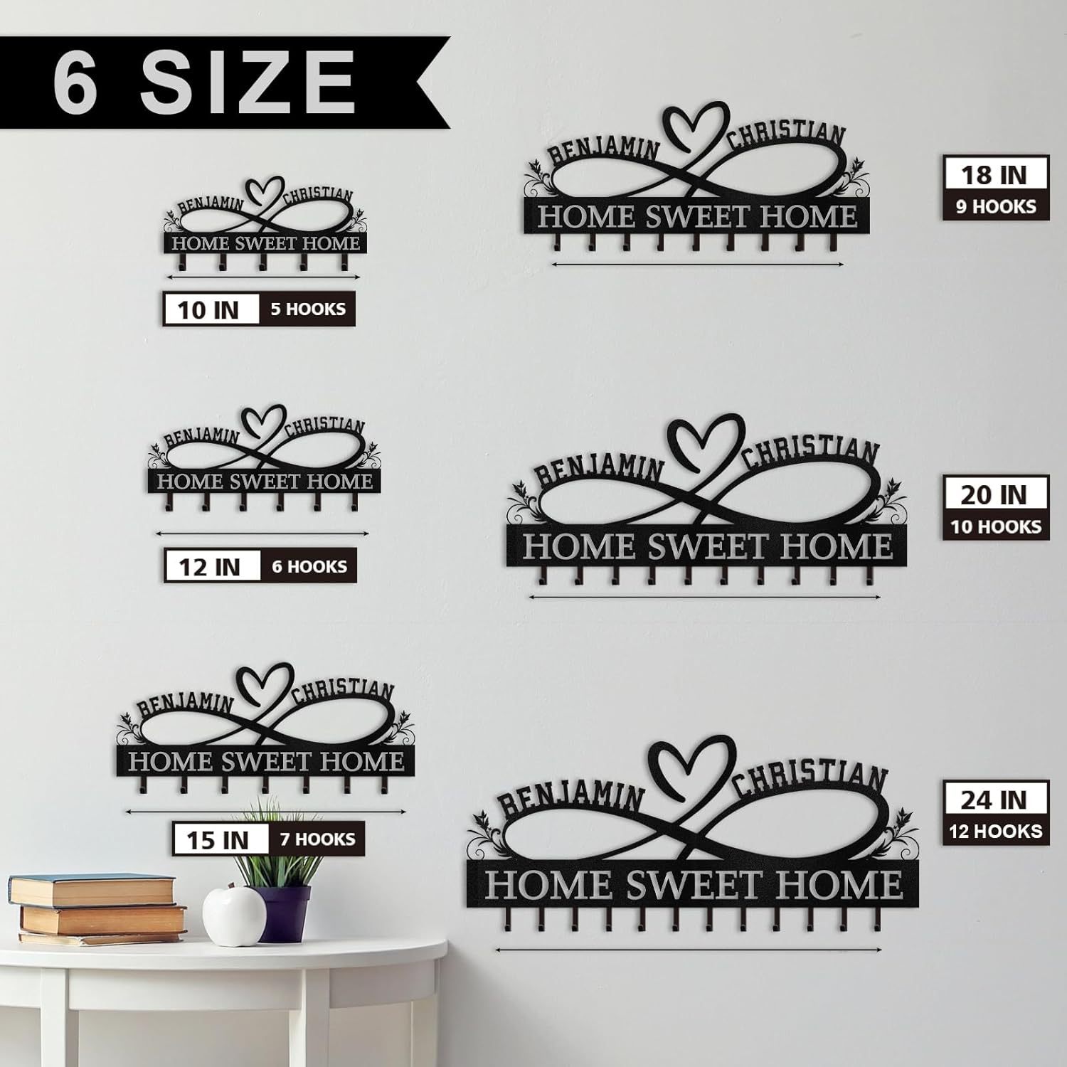 Custom Name Metal Key Holder Wall Mount, Organizer Rack for Home Entryway-MetalsignX