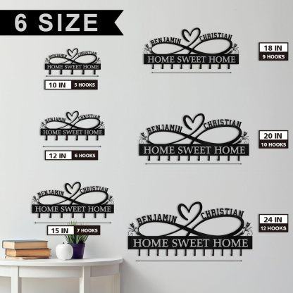 Custom Name Metal Key Holder Wall Mount, Organizer Rack for Home Entryway-MetalsignX