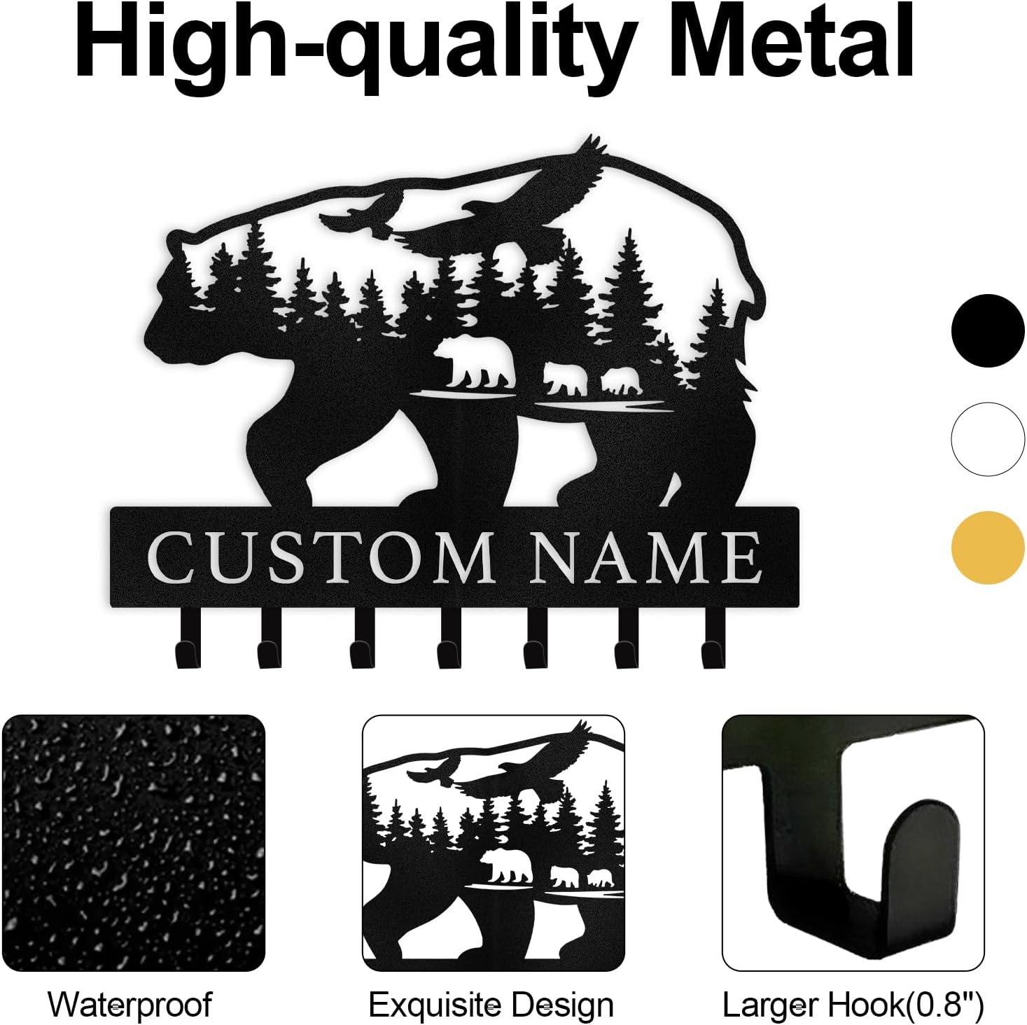 Personalized Polar Deer & Bear Key Holder on Wall | Wall-Mounted Key Organizer Rack-MetalsignX