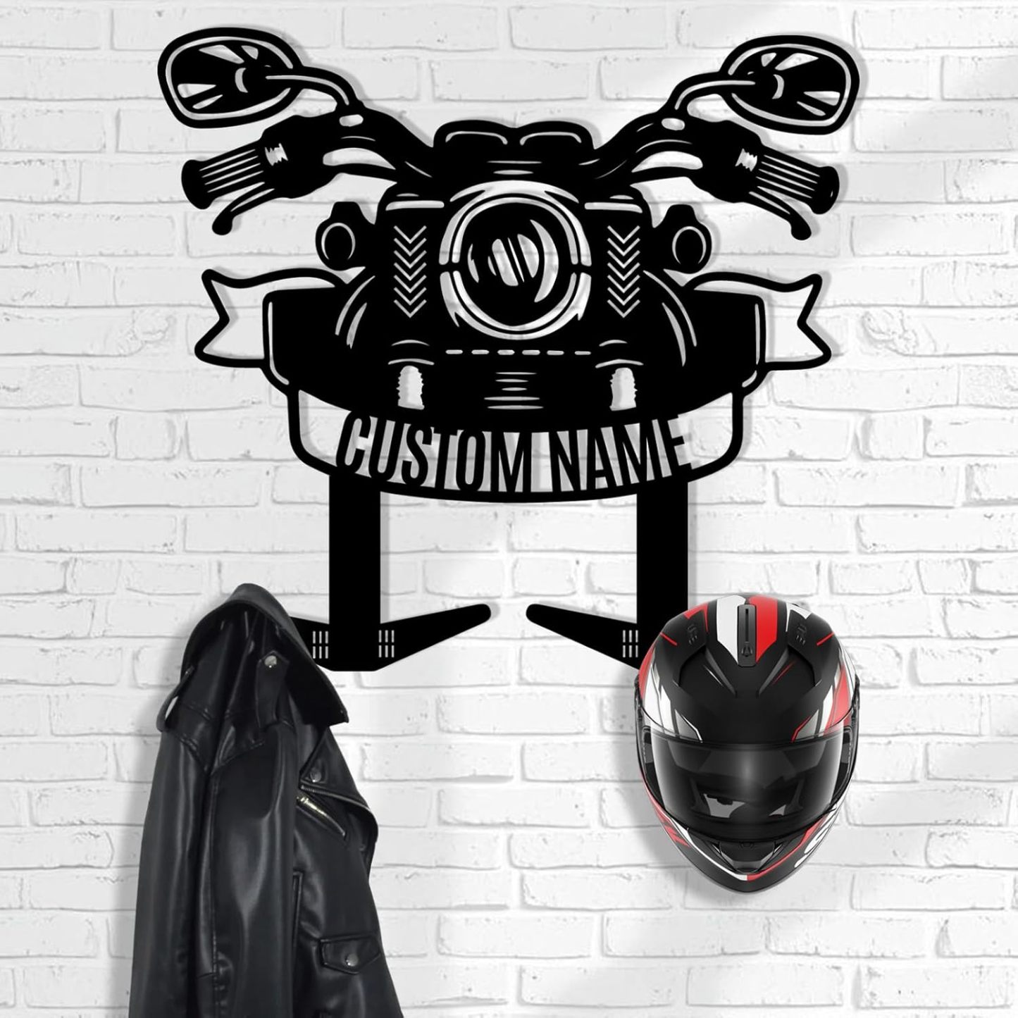 Custom Metal Motorcycle Helmet Holder Wall Mount-MetalsignX