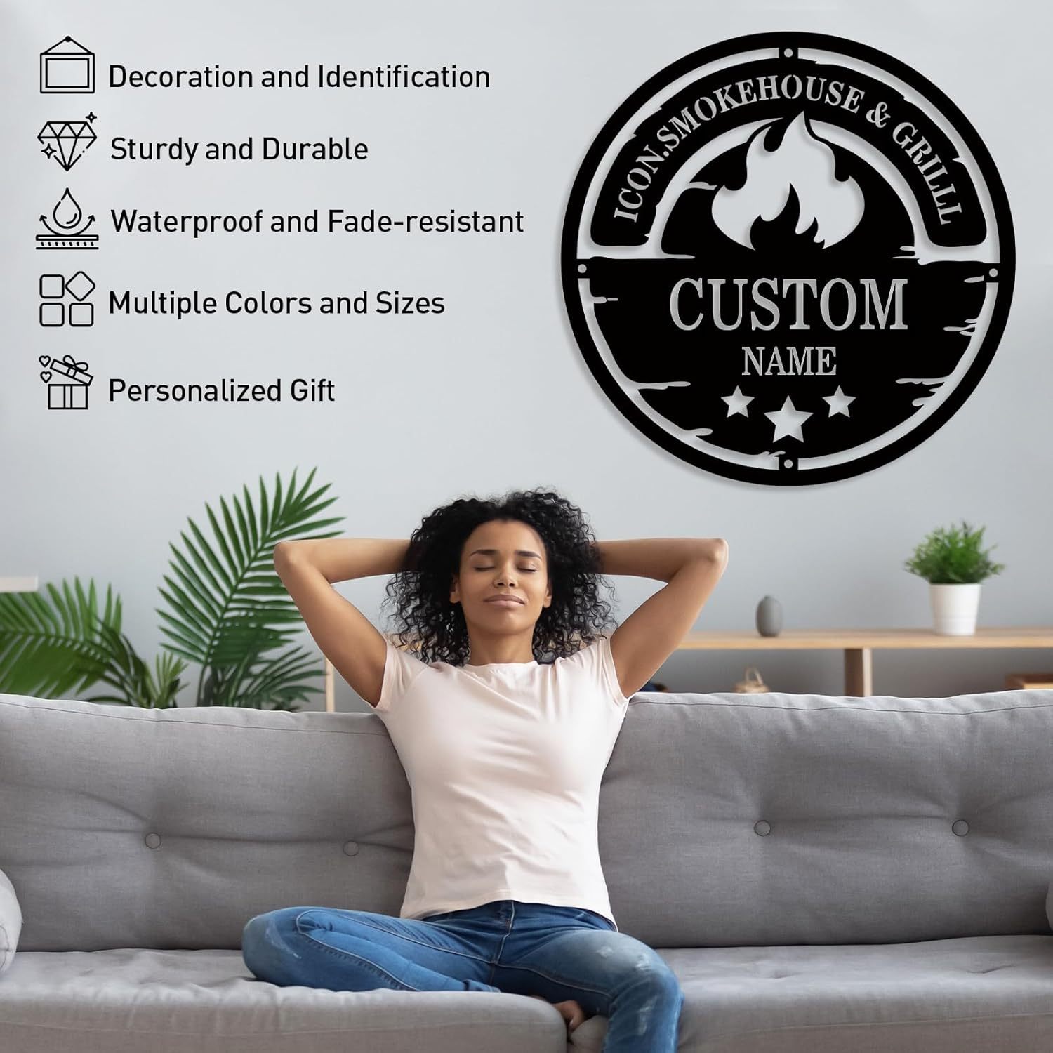 Personalized Antler Metal Cabin Sign | Custom Metal Sign | Family Sign Wall Art | Outdoor Deer Hunter Gift -MetalsignX