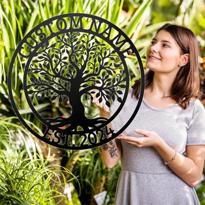 Personalized Metal Sign, Custom Oak Tree Yard Sign, Outdoor Metal Wall Art-MetalsignX