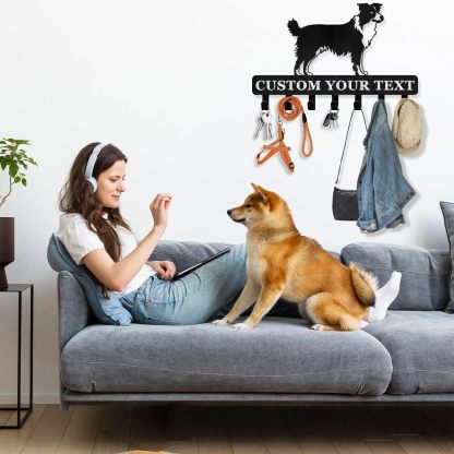 Personalized Dog Leash Holder for Wall, Custom Name Dog Hooks for Wall-MetalsignX