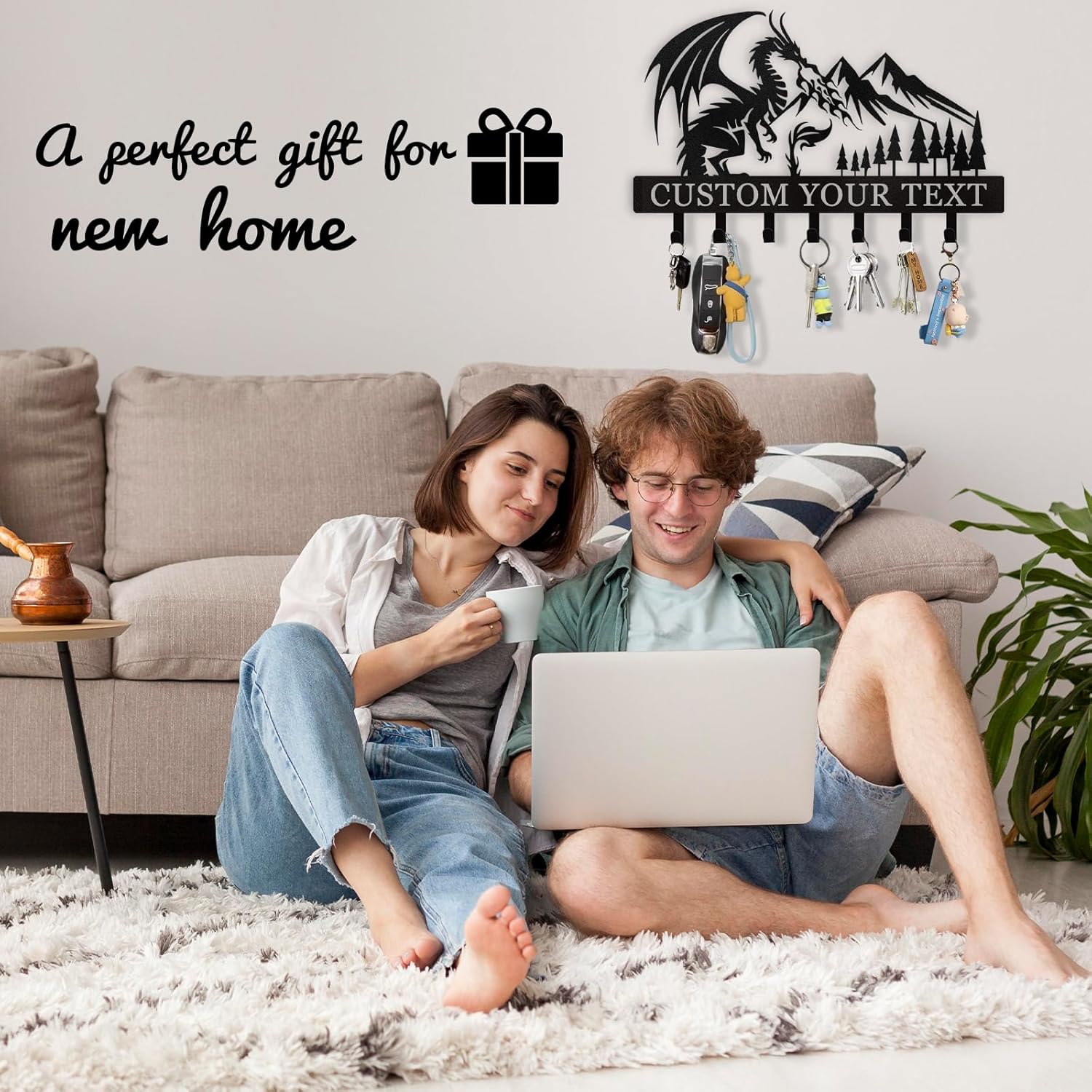 Personalized Key Holder Wall Mounted, Custom Dragon Design Key Holder for Wall-MetalsignX