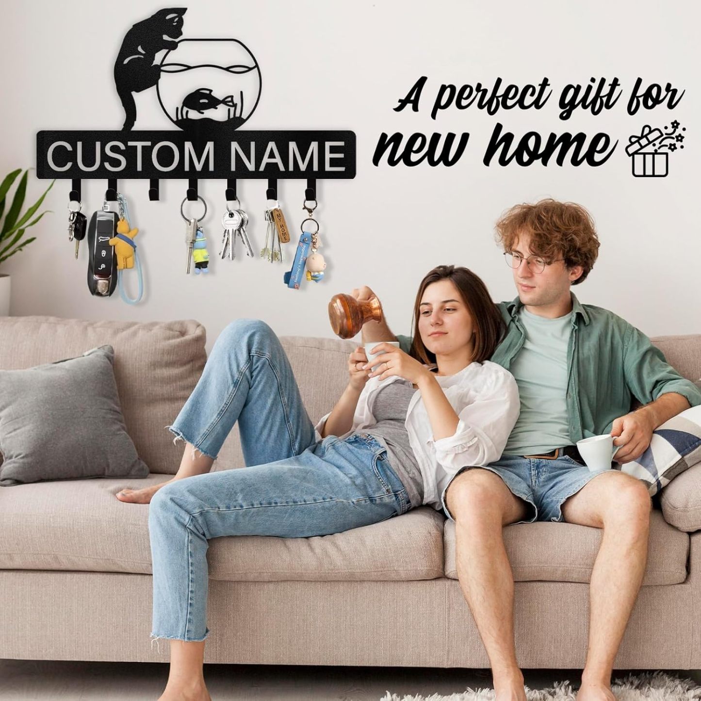 Personalized Dog Metal Key Holder for Wall, Pet Cat Key Holder Wall Mount-MetalsignX