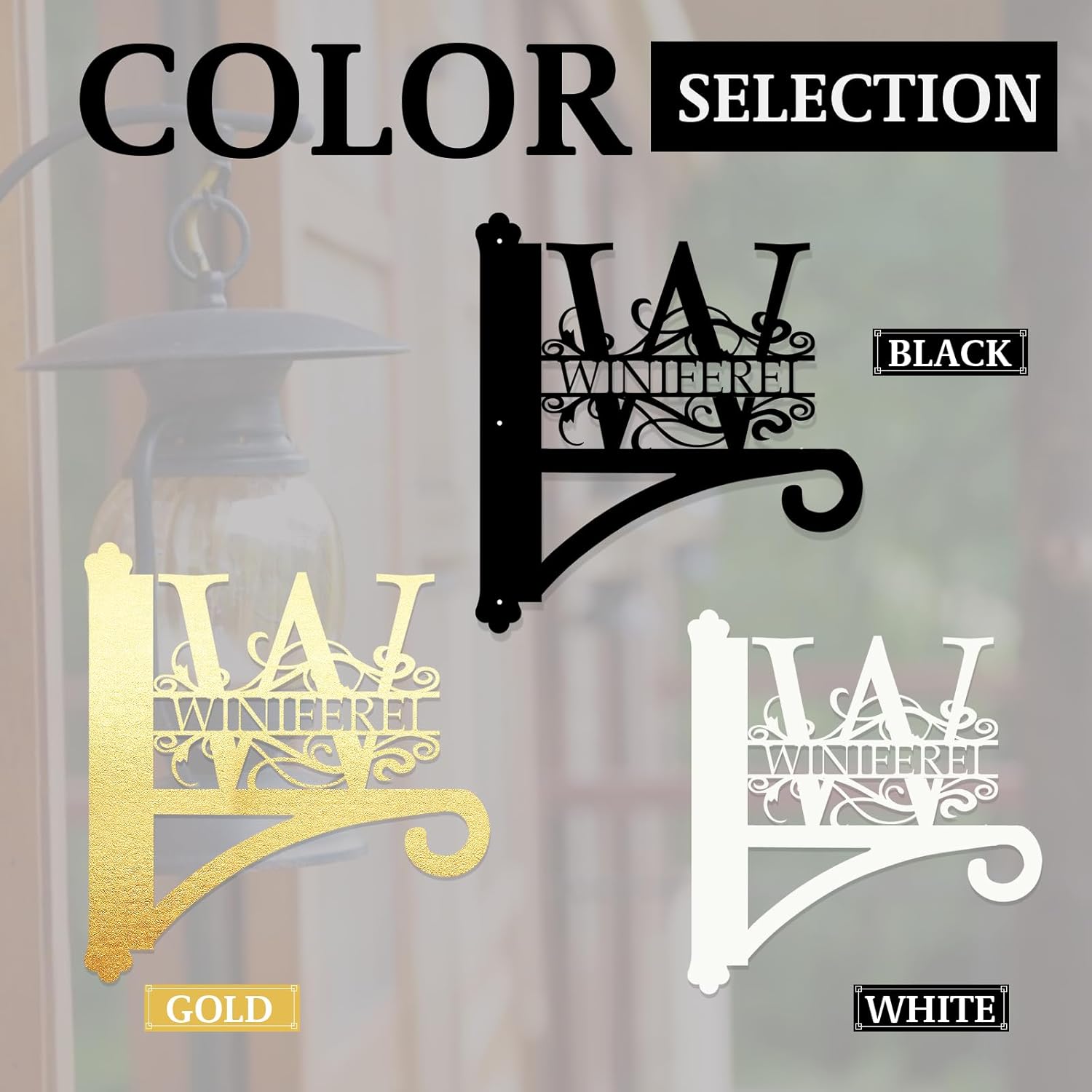 Custom Last Name Metal Plant Hanger Indoor & Outdoor, Personalized Letter Monogram Metal Hanging Plant Bracket-MetalsignX