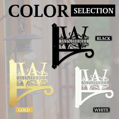 Custom Last Name Metal Plant Hanger Indoor & Outdoor, Personalized Letter Monogram Metal Hanging Plant Bracket-MetalsignX