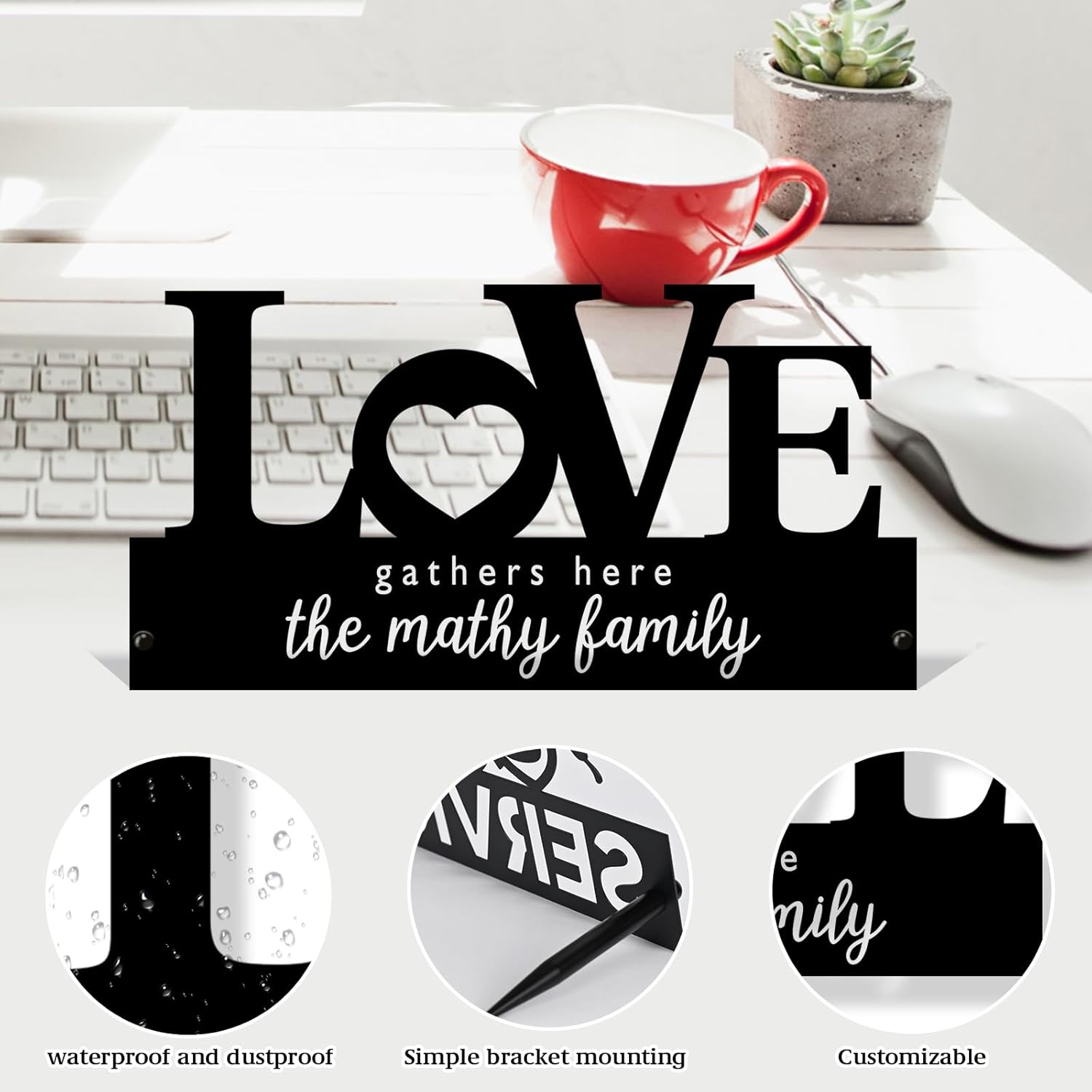  Custom Family Name Plate for Desk, Metal Sign Name Tags, Personalized Desk Accessories-MetalsignX