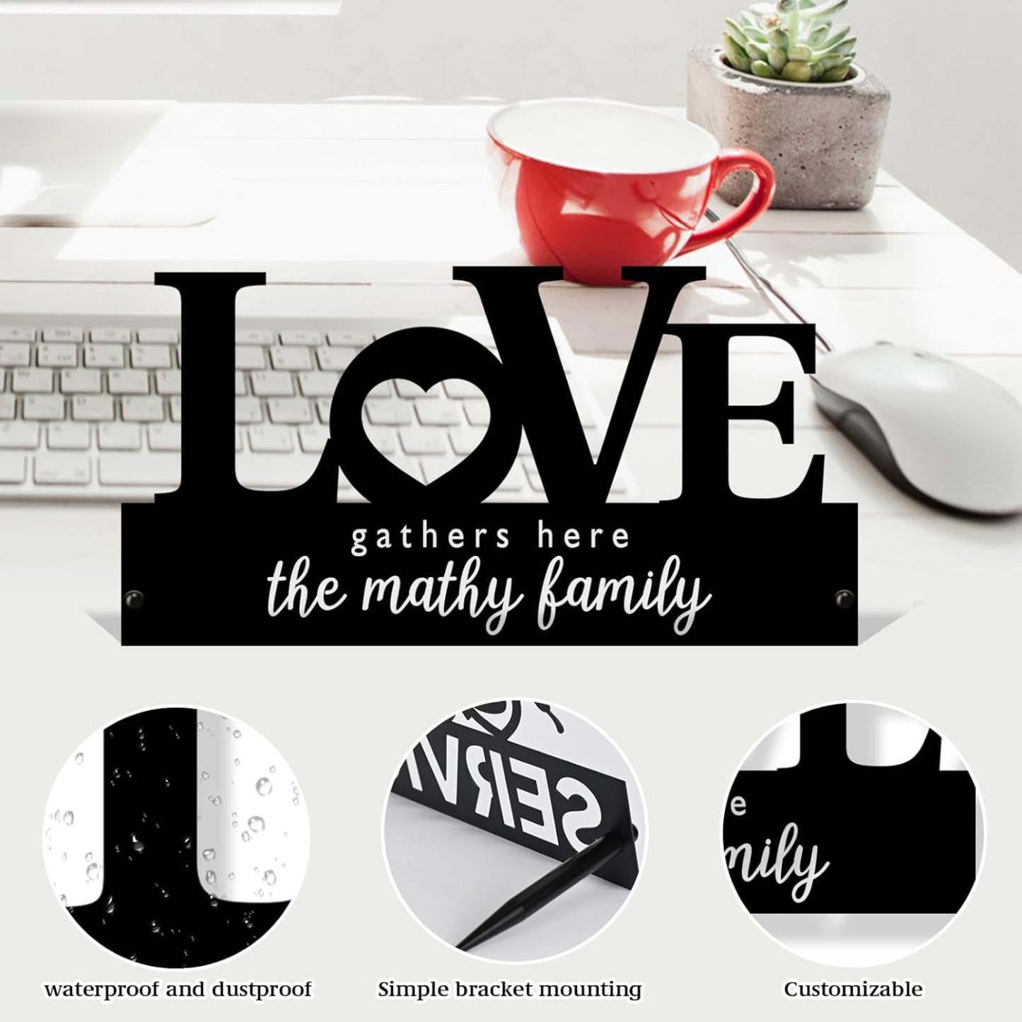  Custom Family Name Plate for Desk, Metal Sign Name Tags, Personalized Desk Accessories-MetalsignX