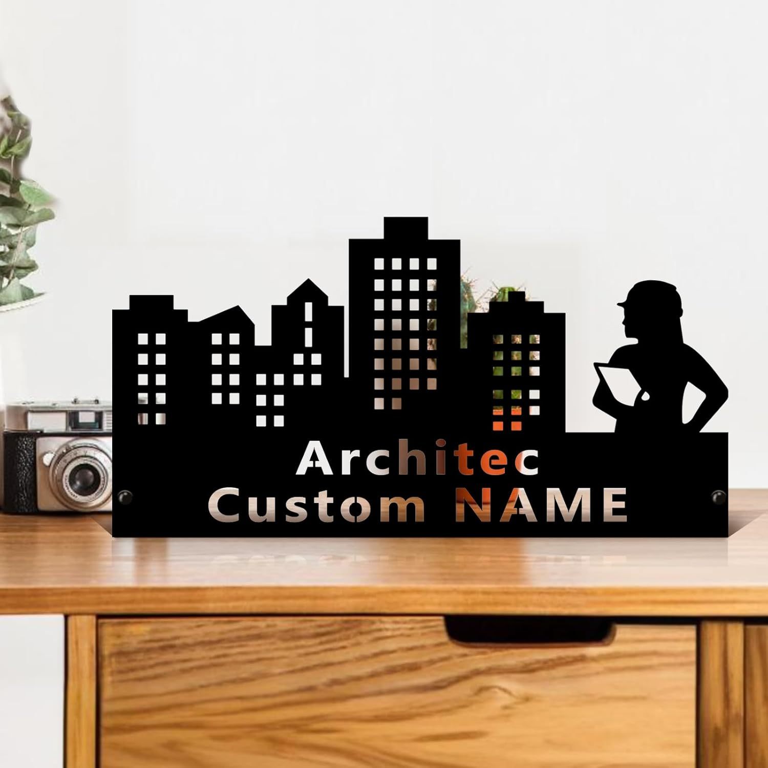  Custom Family Name Plate for Desk, Metal Sign Name Tags, Personalized Desk Accessories-MetalsignX