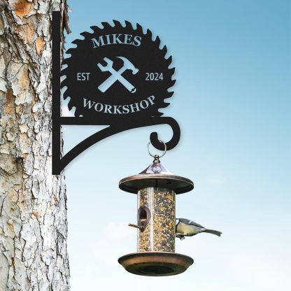 Personalized Iron Hanging Plant Bracket, Customizable Decorative Wall Plant Hanger Indoor Outdoor, Custom Name Bird Feeder Hook, Anti Rust Metal Hook for Wind Chimes Lantern