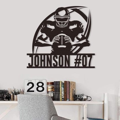 Personalized Football Metal Sign, Metal Signs Customized, Custom Ball Football Metal Wall Art, Custom Signs Outdoor Metal, Custom Name Sign Football Room Decor for Boys