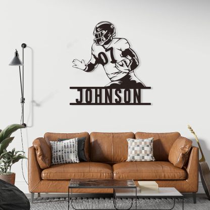 Personalized Football Metal Sign, Metal Signs Customized, Custom Ball Football Metal Wall Art, Custom Signs Outdoor Metal, Custom Name Sign Football Room Decor for Boys