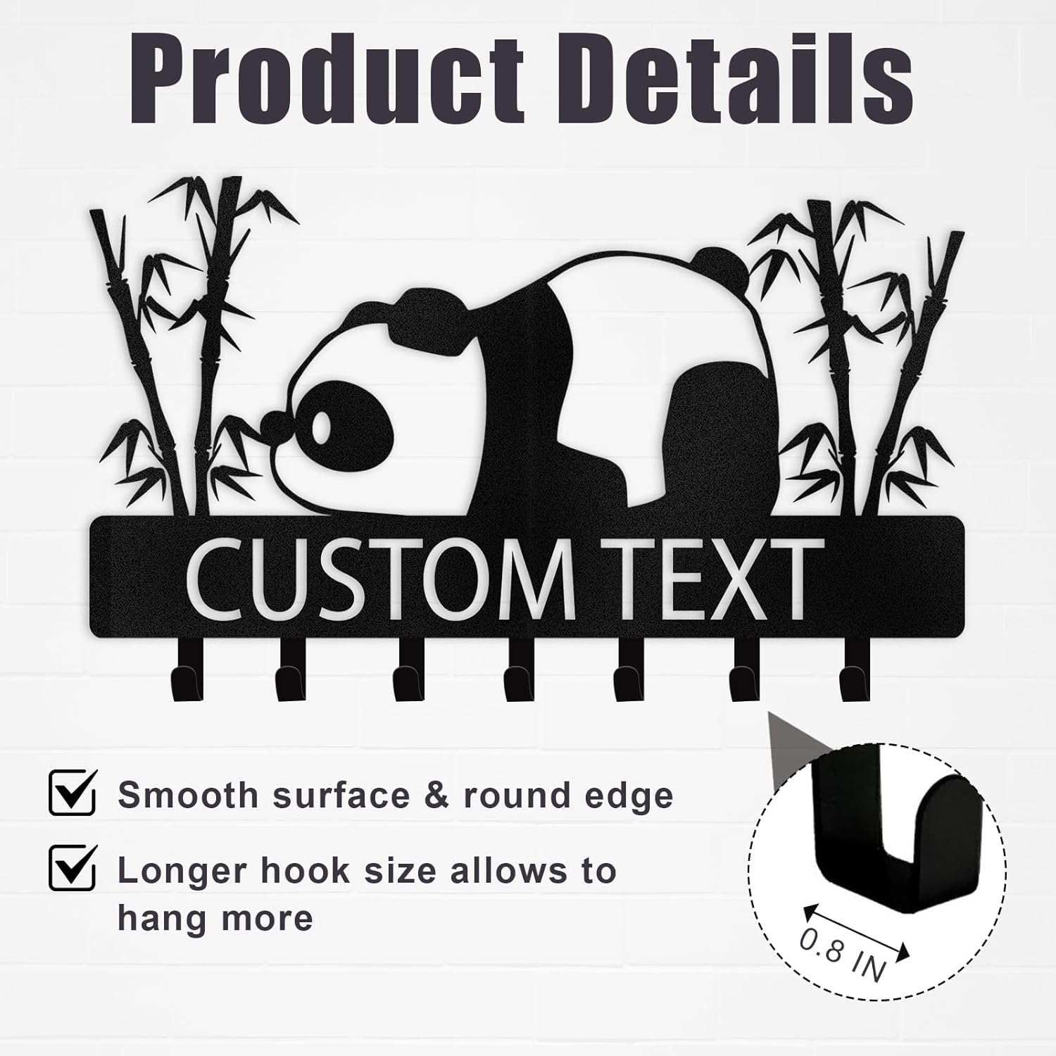 Personalized Key Holder Wall Mount, Metal Panda Coat Hook Key Holder for Hanging-MetalsignX