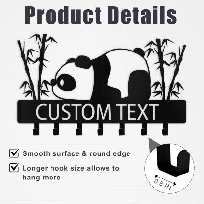Personalized Key Holder Wall Mount, Metal Panda Coat Hook Key Holder for Hanging-MetalsignX