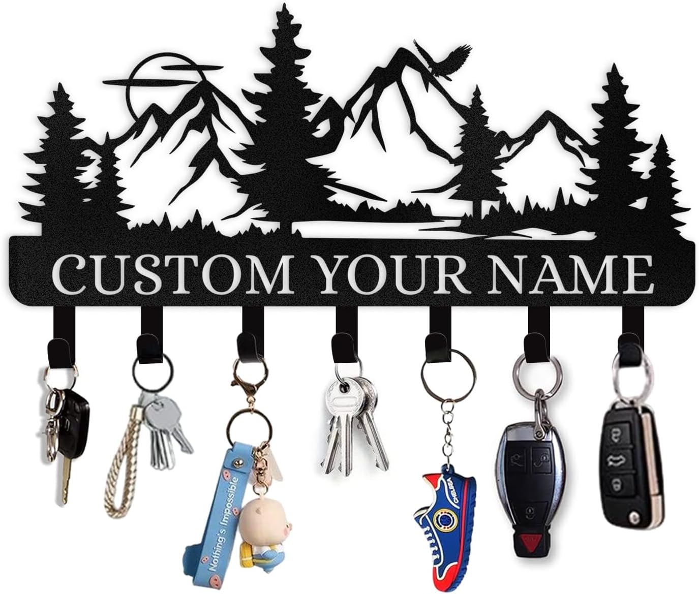 Personalized Key Holder for Wall, Custom Forest Deer Coat Rack Wall Hanging-MetalsignX