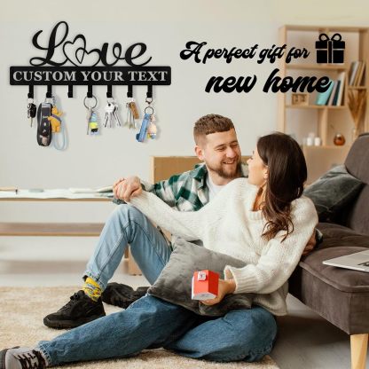 Personalized Key Holder for Wall, Key Holder Wall Mount with Love Design-MetalsignX