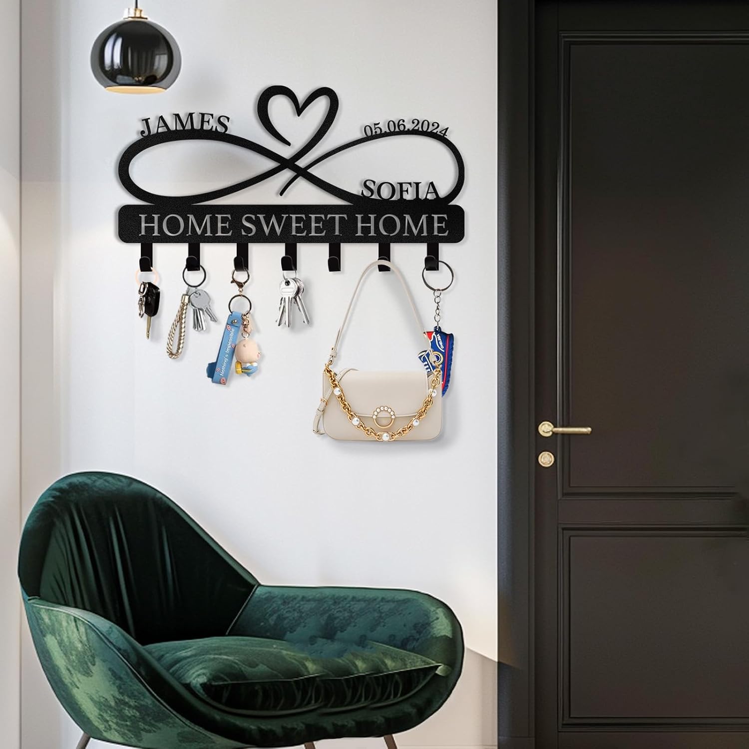Personalized Key Holder for Wall, Custom Forest Deer Coat Rack Wall Hanging-MetalsignX