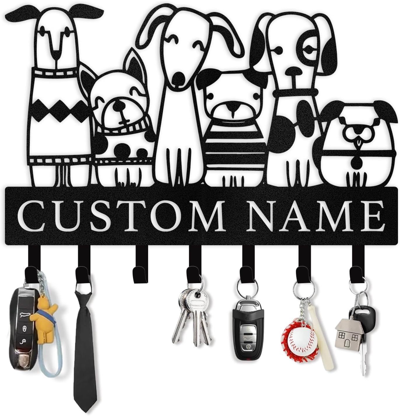 Custom Metal Key Rack for Pet Lovers, Dog Pack Key Holder-MetalsignX