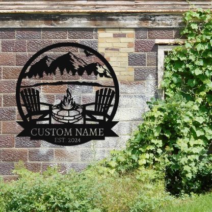  Custom Mountain Campfire Sign, Personalized Campfire Name Sign, Metal Wall Art ms004-MetalsignX