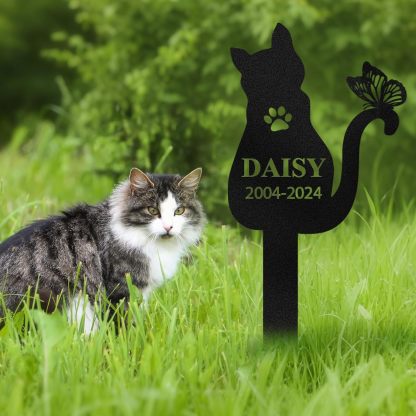 Personalized Pet Memorial Garden Stake, Custom Cat Headstone for Outdoor Decor | Memorial Plaque for Lost Pets-MetalsignX