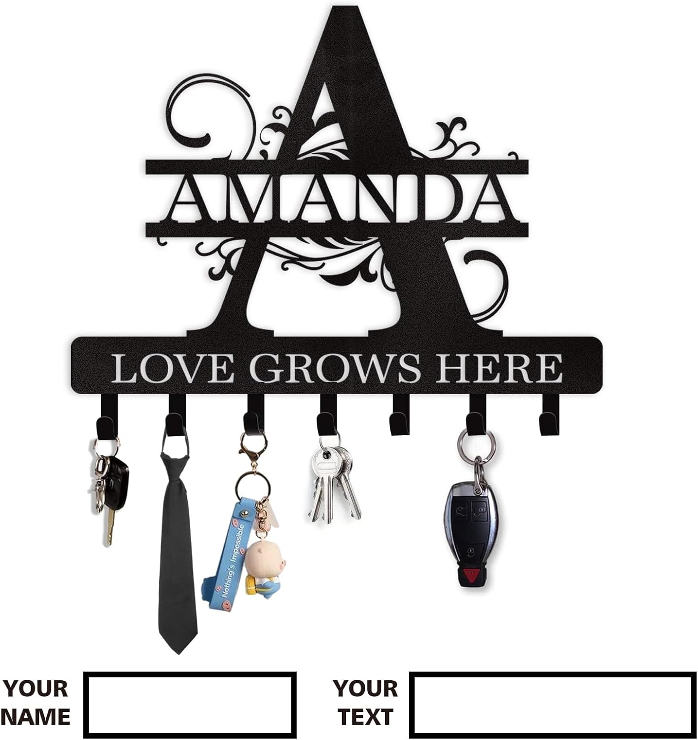 Personalized Key Holder for Wall, Custom Metal Deer Cabin Key Hooks with Name-MetalsignX