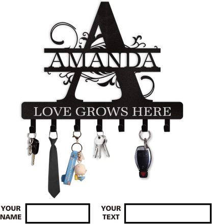 Personalized Key Holder for Wall, Custom Metal Deer Cabin Key Hooks with Name-MetalsignX