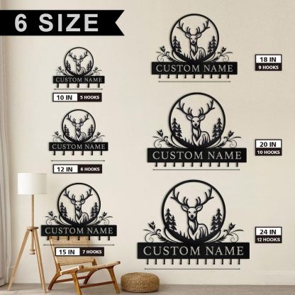 Personalized Polar Deer Key Holder, Custom Name  Key Rack  | Functional Home Decor-MetalsignX