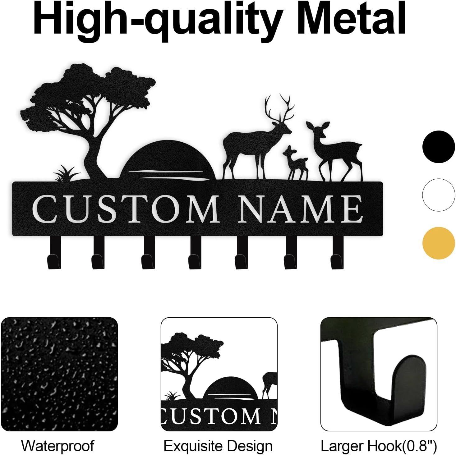 Personalized Polar Bear & Deer Wall Key Holder,  | Metal Key Organizer for Home Decor-MetalsignX